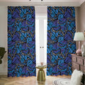 Blue Monarch Butterfly Wings Print Dimout Pencil Pleat Curtains