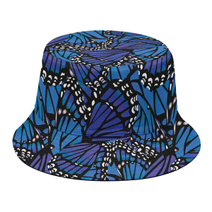 Blue Monarch Butterfly Wings Print Bucket Hat