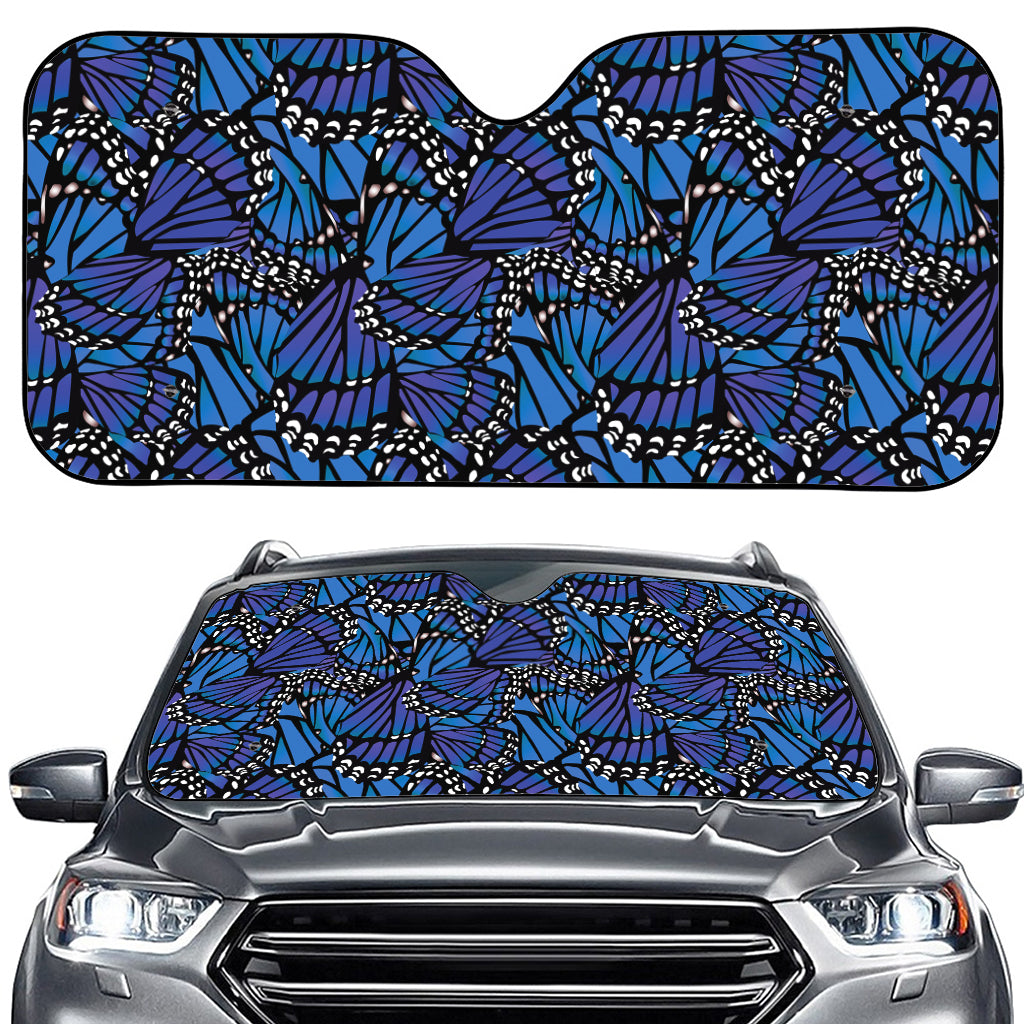 Blue Monarch Butterfly Wings Print Car Windshield Sun Shade