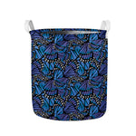 Blue Monarch Butterfly Wings Print Collapsible Laundry Basket