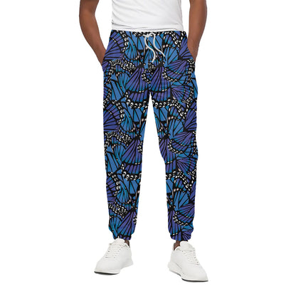 Blue Monarch Butterfly Wings Print Cotton Pants