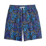Blue Monarch Butterfly Wings Print Cotton Shorts