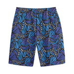 Blue Monarch Butterfly Wings Print Cotton Shorts