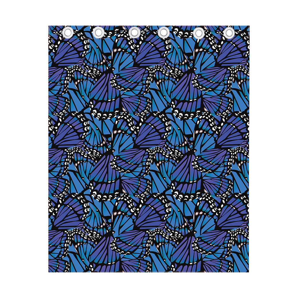 Blue Monarch Butterfly Wings Print Curtain