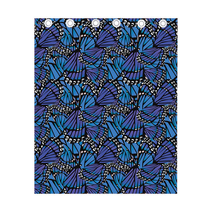 Blue Monarch Butterfly Wings Print Curtain