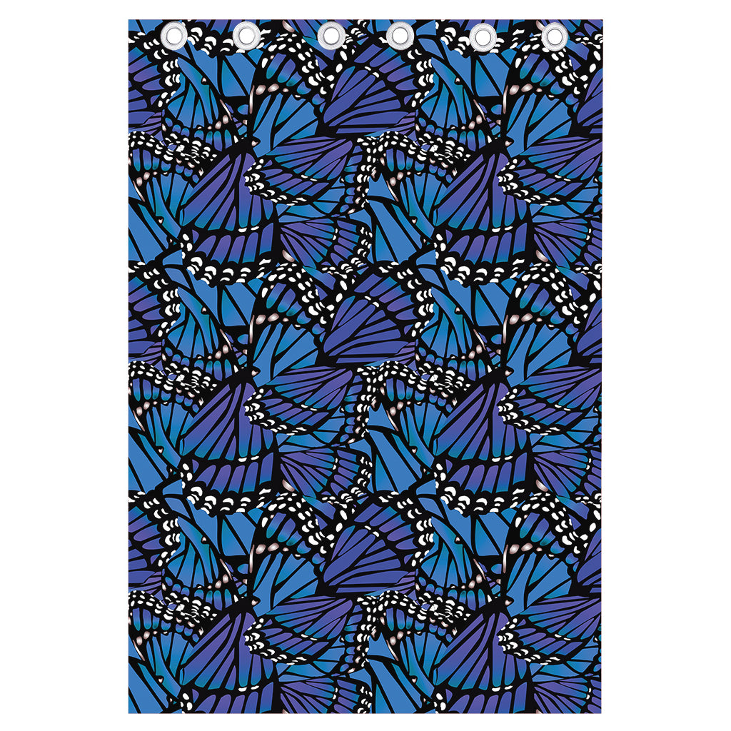 Blue Monarch Butterfly Wings Print Curtain