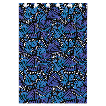 Blue Monarch Butterfly Wings Print Curtain