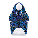 Blue Monarch Butterfly Wings Print Dog Zip Up Hoodie