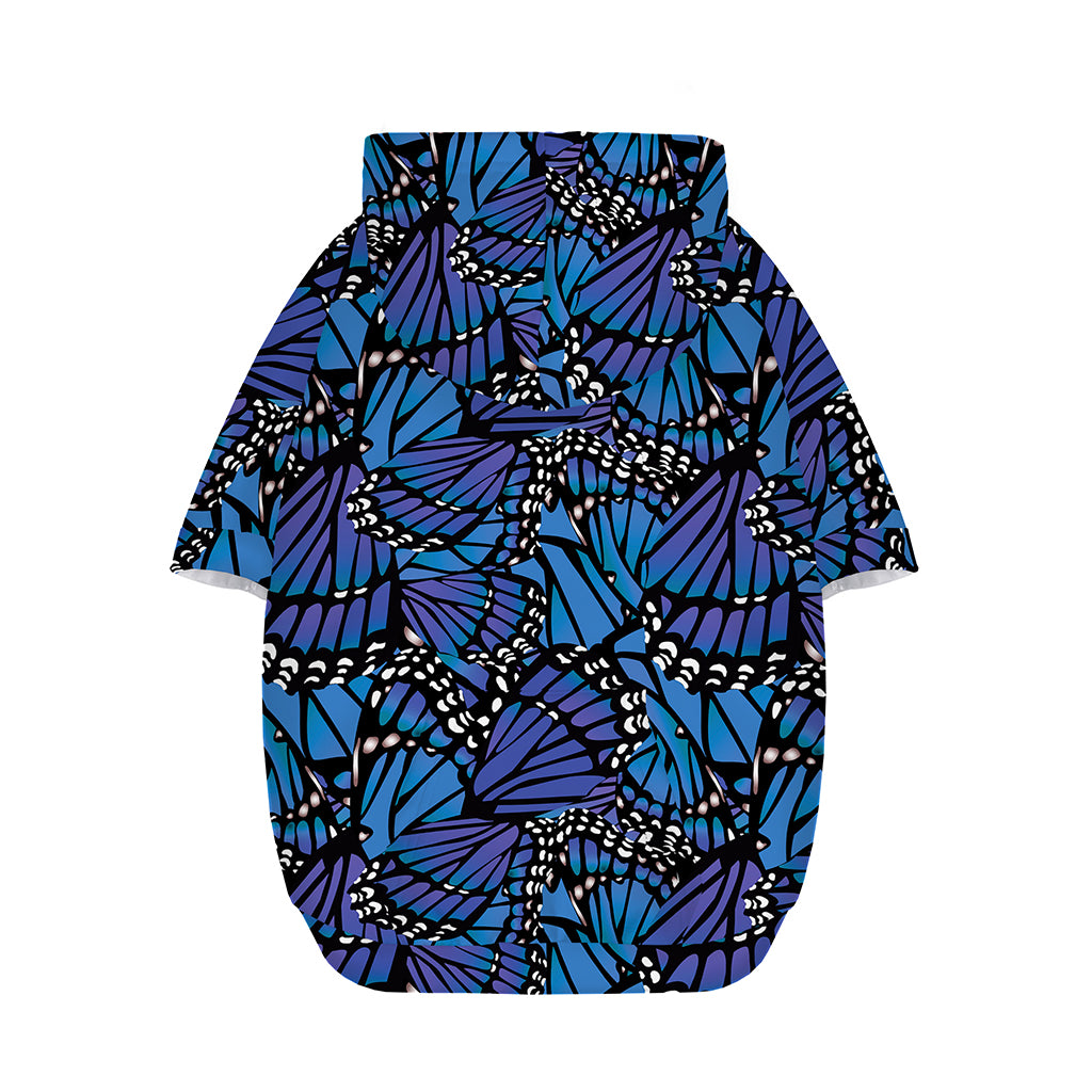 Blue Monarch Butterfly Wings Print Dog Zip Up Hoodie