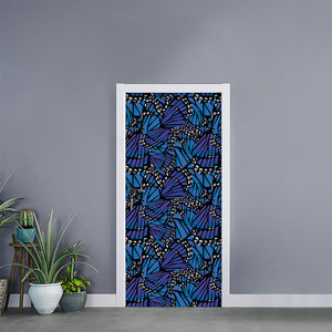 Blue Monarch Butterfly Wings Print Door Sticker