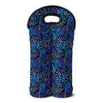 Blue Monarch Butterfly Wings Print Double Neoprene Wine Tote