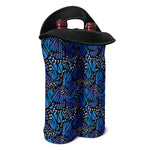 Blue Monarch Butterfly Wings Print Double Neoprene Wine Tote