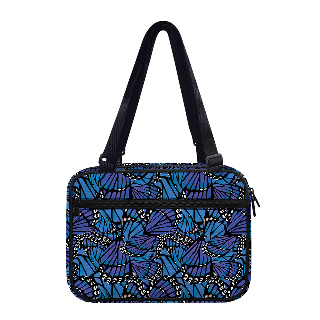 Blue Monarch Butterfly Wings Print Double Strap Bible Bag