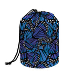 Blue Monarch Butterfly Wings Print Drawstring Makeup Bag