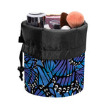 Blue Monarch Butterfly Wings Print Drawstring Makeup Bag