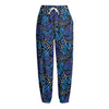 Blue Monarch Butterfly Wings Print Fleece Lined Knit Pants