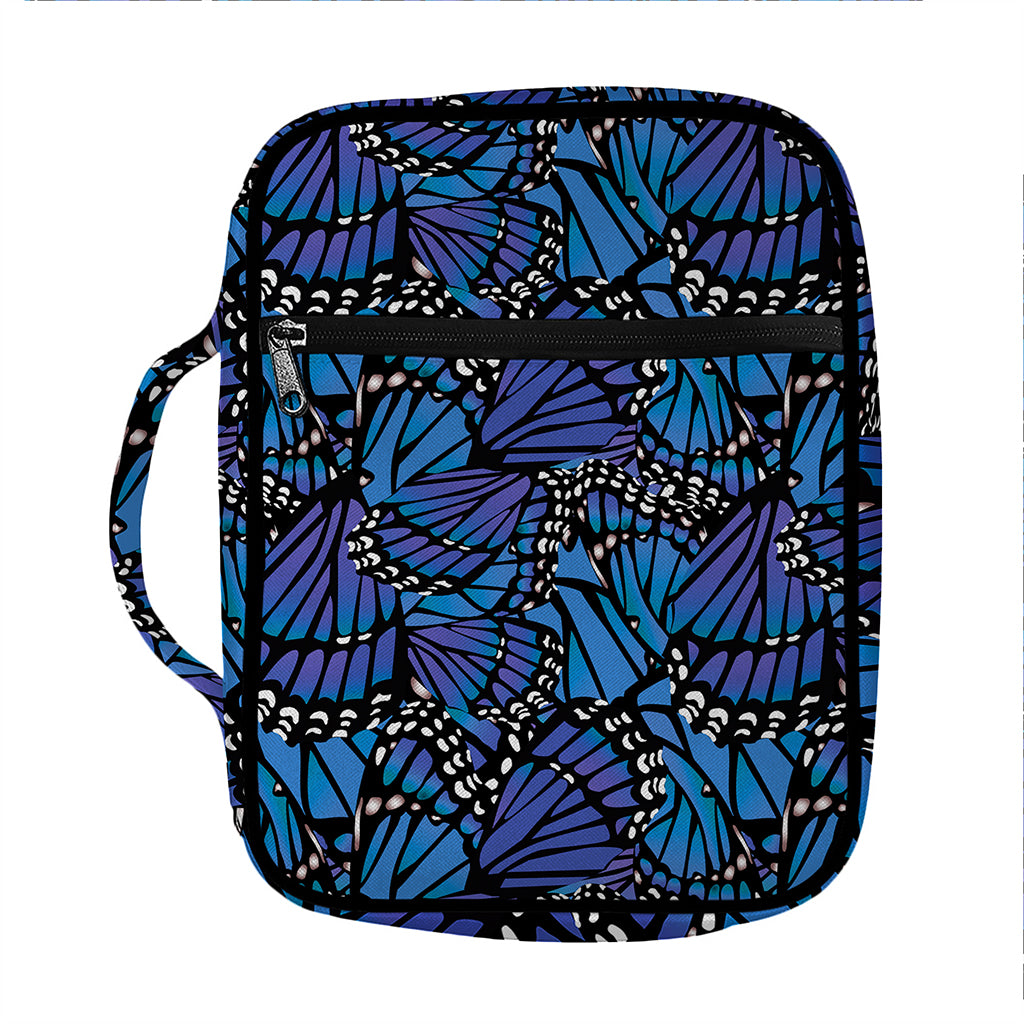 Blue Monarch Butterfly Wings Print Front Pocket Bible Bag