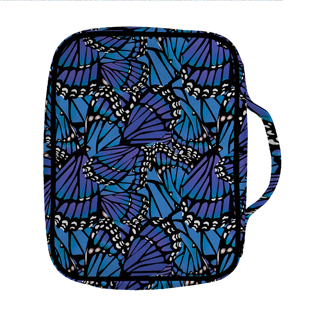 Blue Monarch Butterfly Wings Print Front Pocket Bible Bag