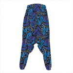 Blue Monarch Butterfly Wings Print Hammer Pants