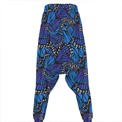 Blue Monarch Butterfly Wings Print Hammer Pants