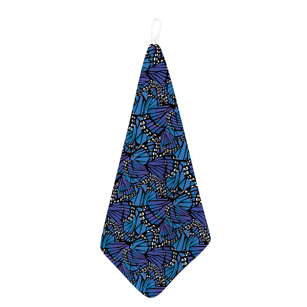 Blue Monarch Butterfly Wings Print Hand Towel