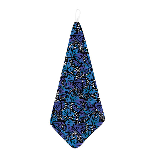 Blue Monarch Butterfly Wings Print Hand Towel