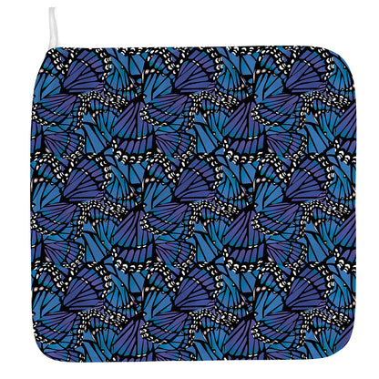 Blue Monarch Butterfly Wings Print Hand Towel
