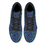 Blue Monarch Butterfly Wings Print High Top Leather Sneakers