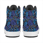 Blue Monarch Butterfly Wings Print High Top Leather Sneakers