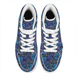 Blue Monarch Butterfly Wings Print High Top Leather Sneakers