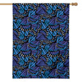 Blue Monarch Butterfly Wings Print House Flag