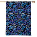 Blue Monarch Butterfly Wings Print House Flag