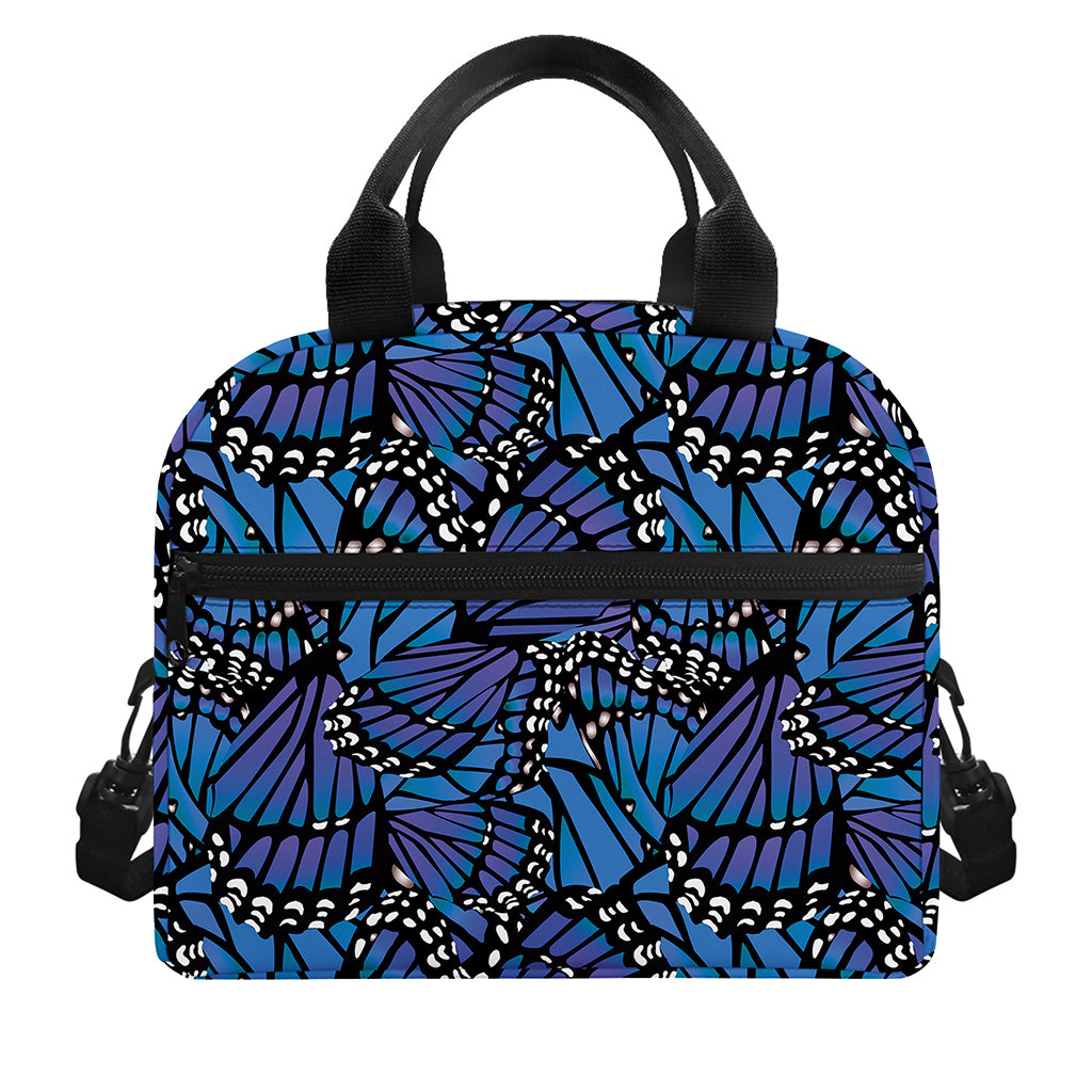 Blue Monarch Butterfly Wings Print Insulated Lunch Bag
