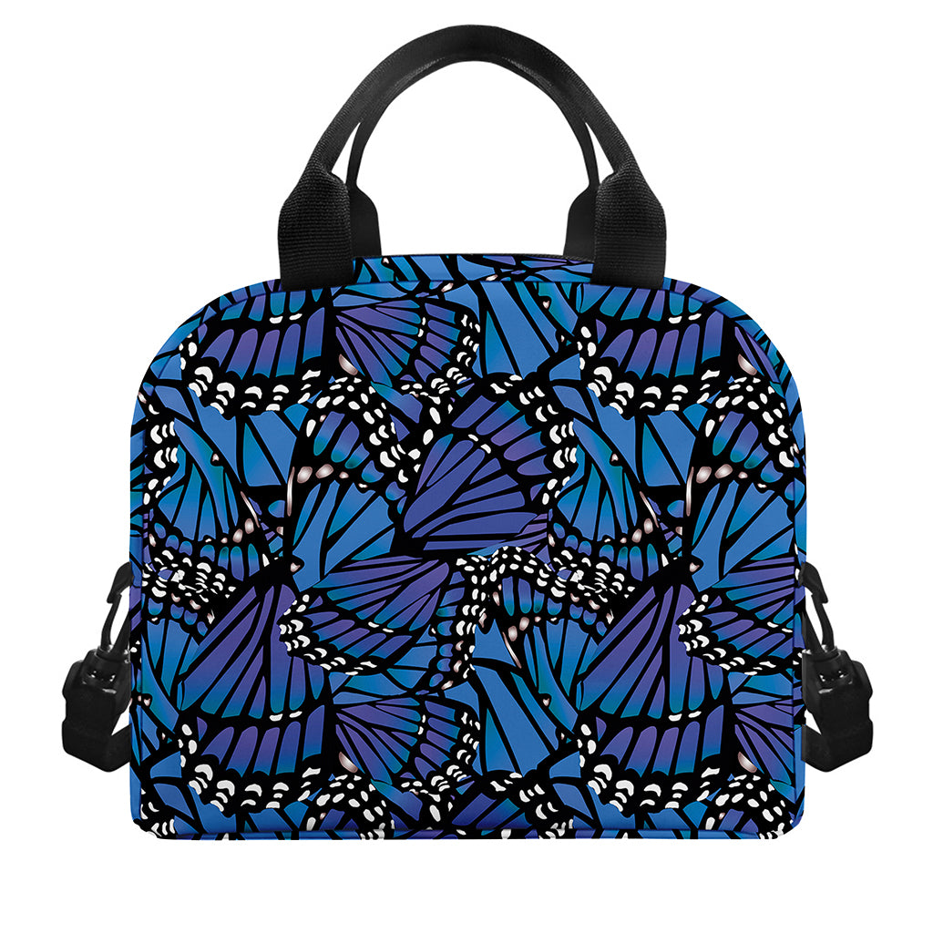 Blue Monarch Butterfly Wings Print Insulated Lunch Bag