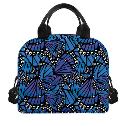 Blue Monarch Butterfly Wings Print Insulated Lunch Bag
