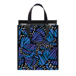 Blue Monarch Butterfly Wings Print Insulated Lunch Tote