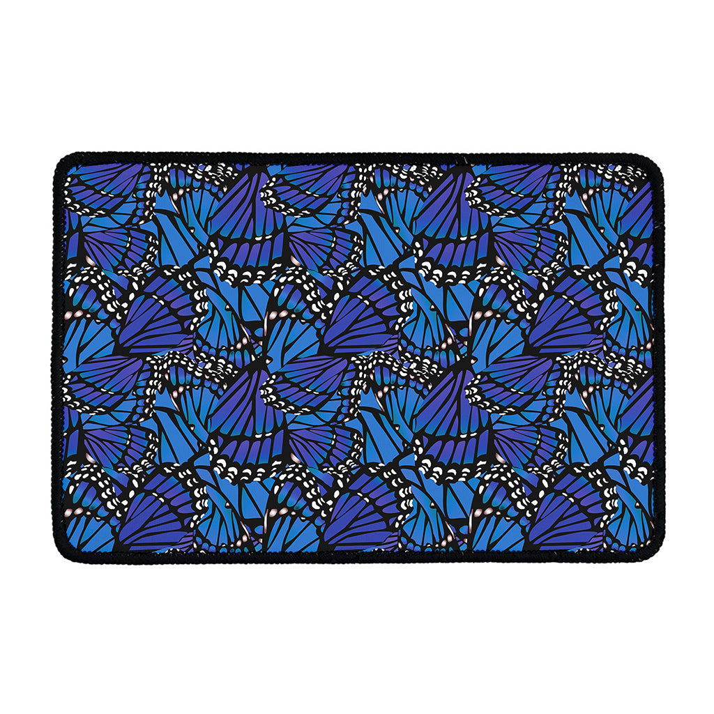 Blue Monarch Butterfly Wings Print Kitchen Mat
