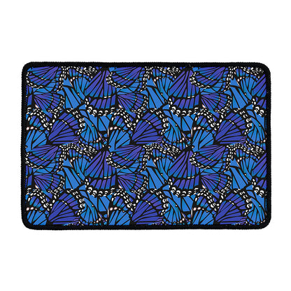 Blue Monarch Butterfly Wings Print Kitchen Mat