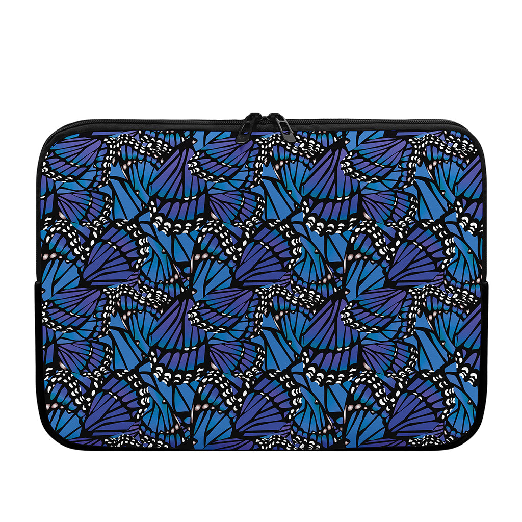 Blue Monarch Butterfly Wings Print Laptop Sleeve