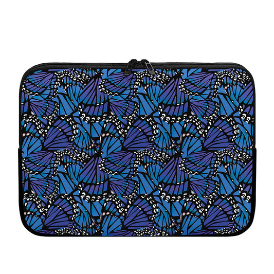 Blue Monarch Butterfly Wings Print Laptop Sleeve