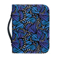 Blue Monarch Butterfly Wings Print Leather Bible Cover