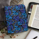 Blue Monarch Butterfly Wings Print Leather Bible Cover
