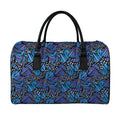 Blue Monarch Butterfly Wings Print Leather Duffel Bag