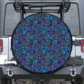 Blue Monarch Butterfly Wings Print Leather Spare Tire Cover