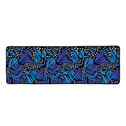 Blue Monarch Butterfly Wings Print Long Kitchen Mat