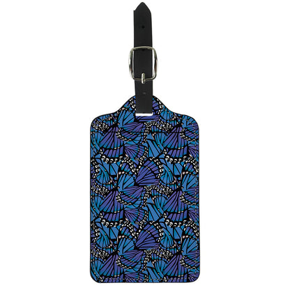 Blue Monarch Butterfly Wings Print Luggage Tag