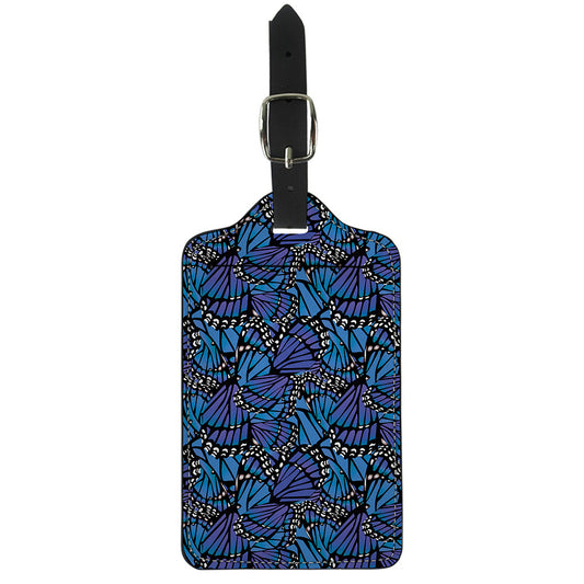 Blue Monarch Butterfly Wings Print Luggage Tag