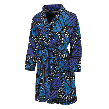Blue Monarch Butterfly Wings Print Men's Bathrobe