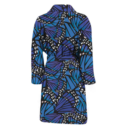 Blue Monarch Butterfly Wings Print Men's Bathrobe