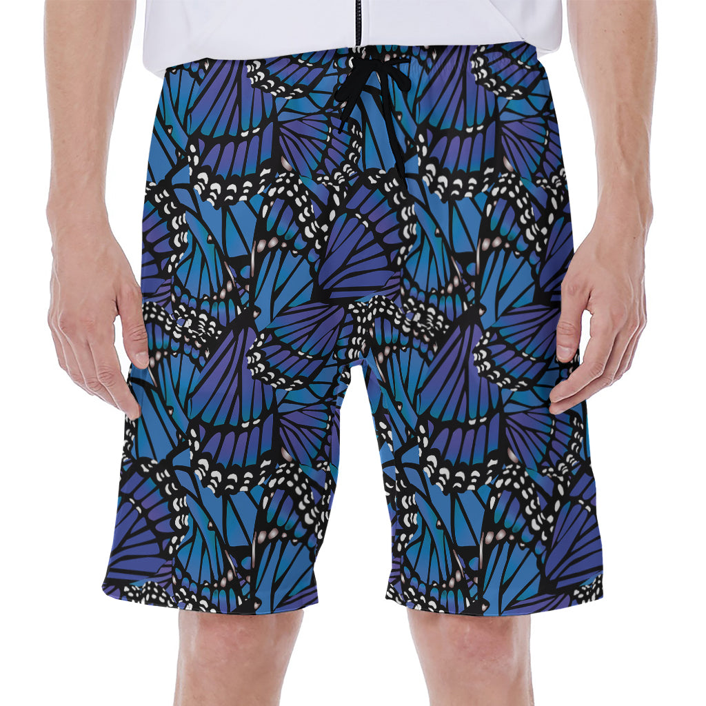 Blue Monarch Butterfly Wings Print Men's Beach Shorts